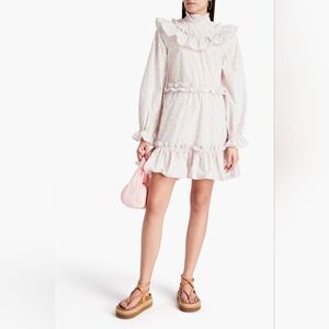 Ruffle Cotton Floral Mini Dress Size 14